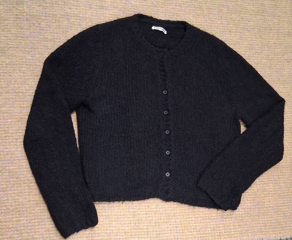 Reformation womens small baby alpaca sweater cardigan black boxy soft